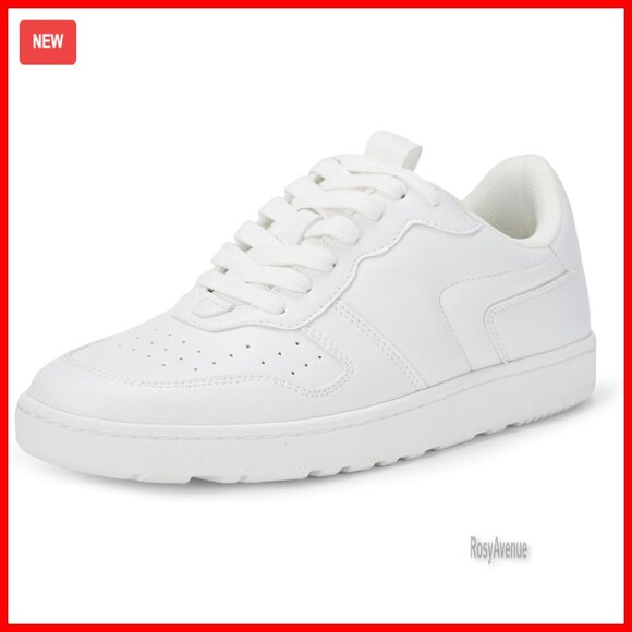 Women's Low Top Court Sneakers Faux Leather Lace-Up Foam Insoles